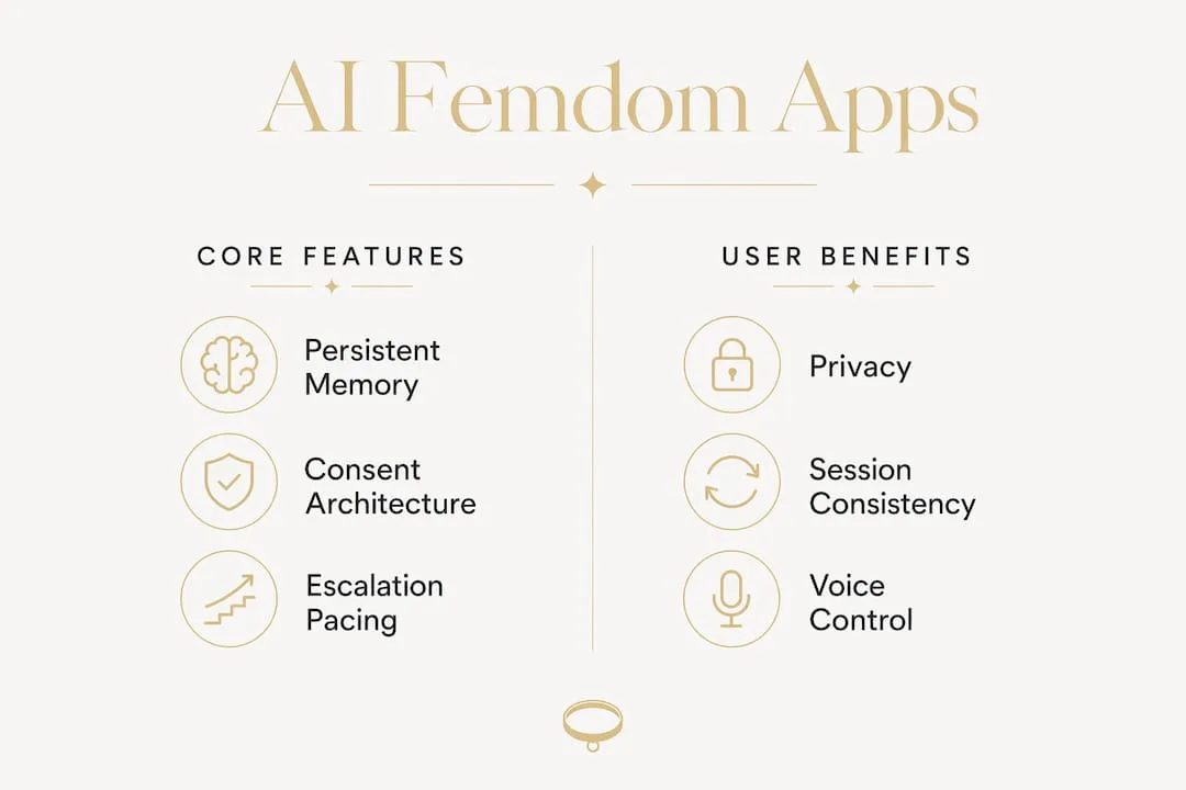 Infographic comparing AI femdom app features and benefits