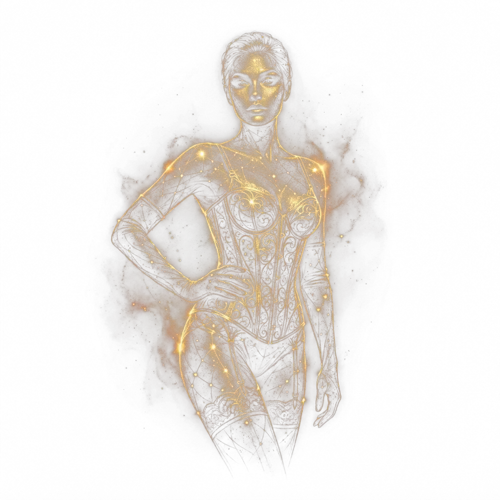 A Mistrix rendered in gold constellation lines