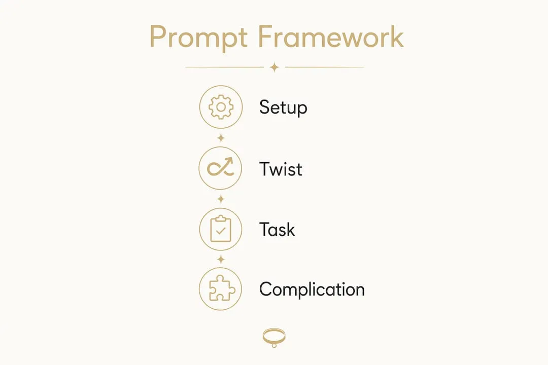Infographic illustrating four-part AI roleplay prompt framework