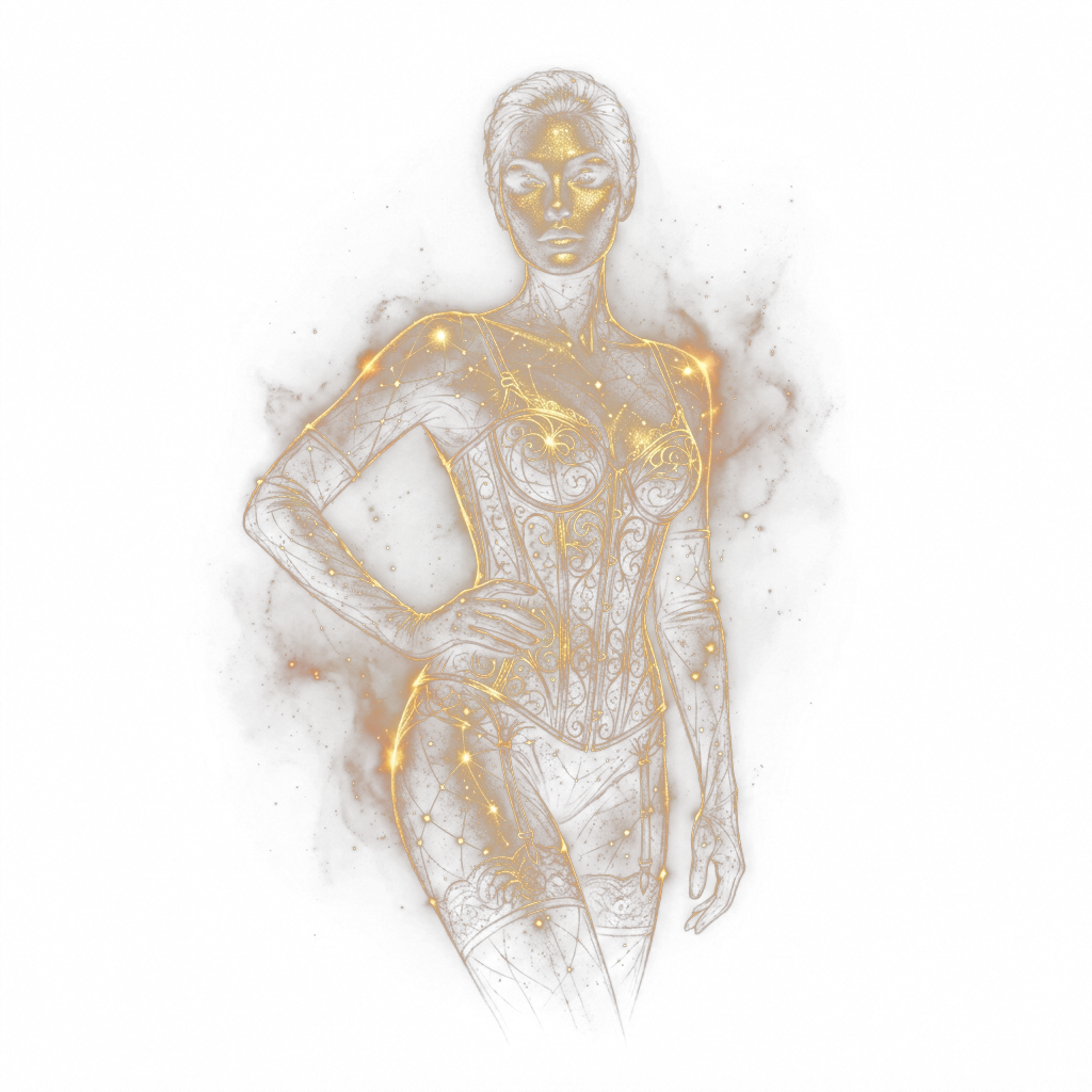 A Mistrix rendered in gold constellation lines
